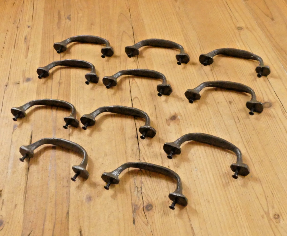 11 Cast Iron Handles Rustic Drawer Pulls 5" Long *Uneven Colors Chips*