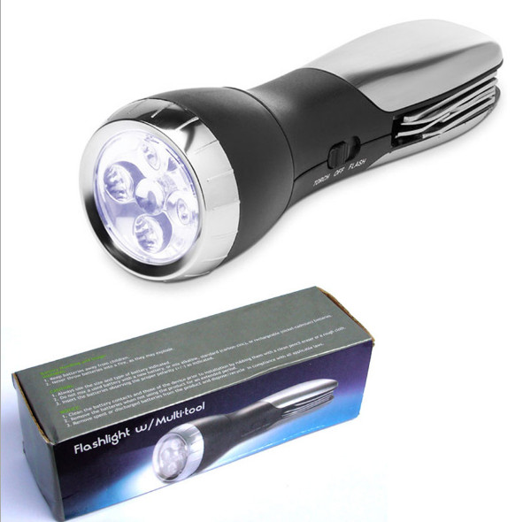 Multi functional stainless steel tool strong light flashlight