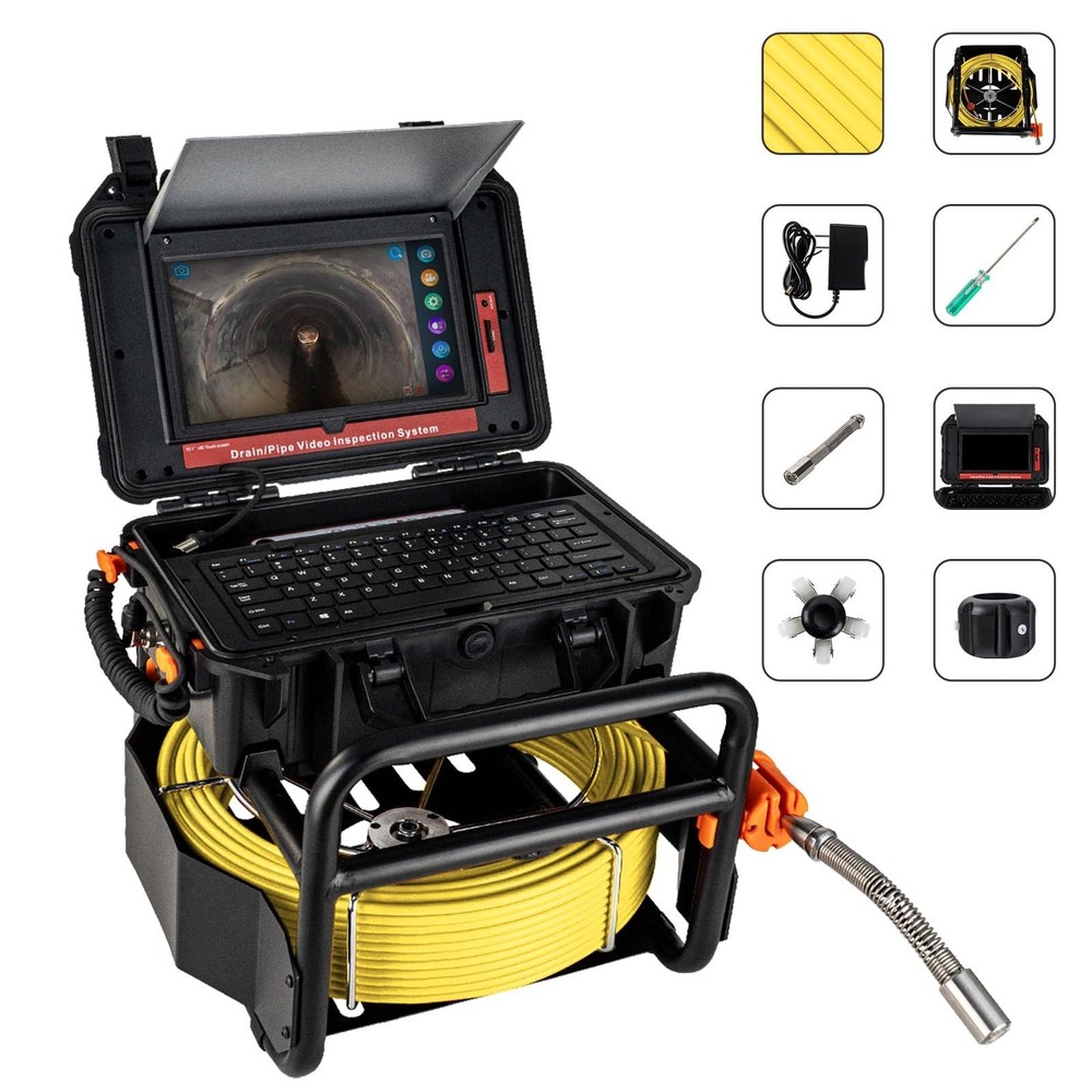 Sewer Camera 10.1'' Pipe Drain Inspection Camera with 165ft Meter Marker Cable