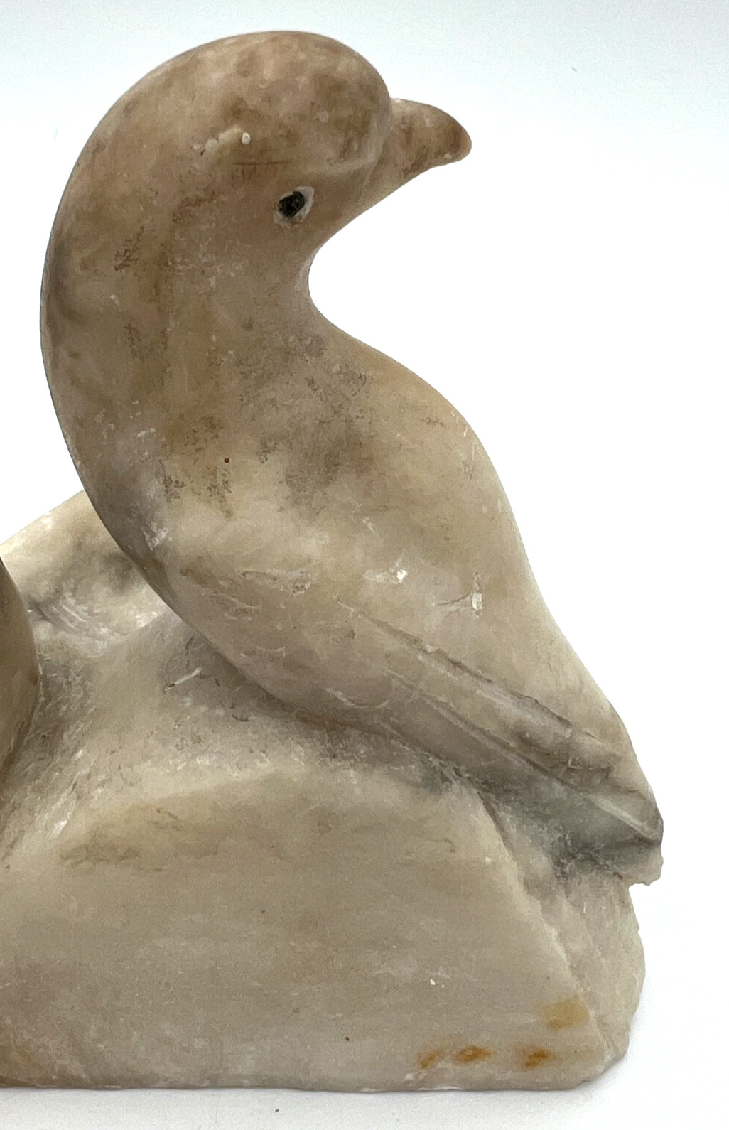 Vintage Onyx Alabaster Marble Bird Figurine Dish Carved Stone Sparrow Ashtray