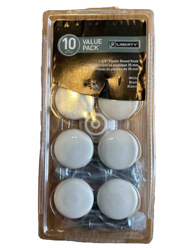 Liberty Hardware Plastic Round Knobs 1-3/8” White