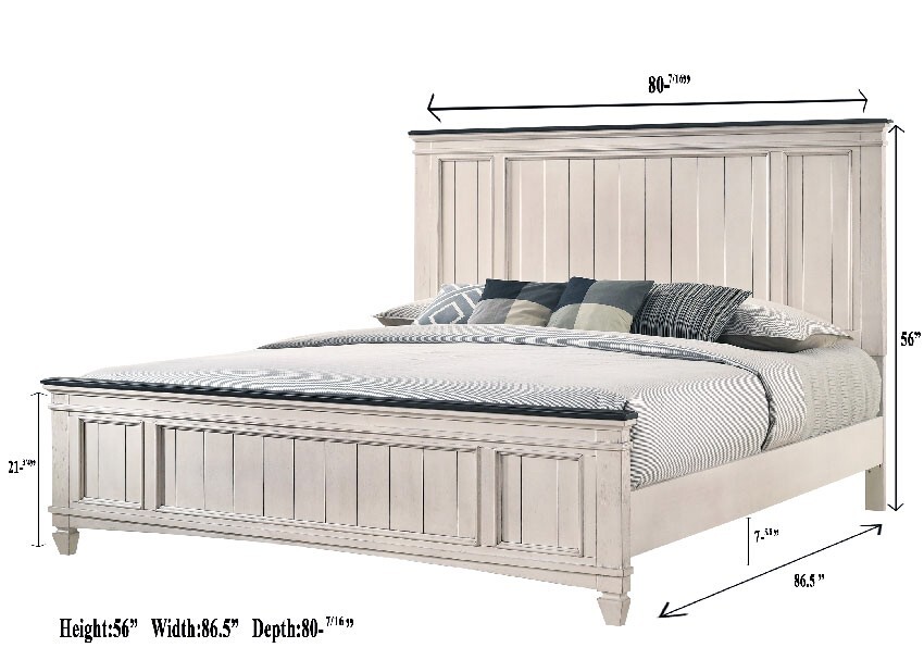 Rustic Cottage Style 6pc King Panel Bed Set Beige Finish Solid Wood Bedroom
