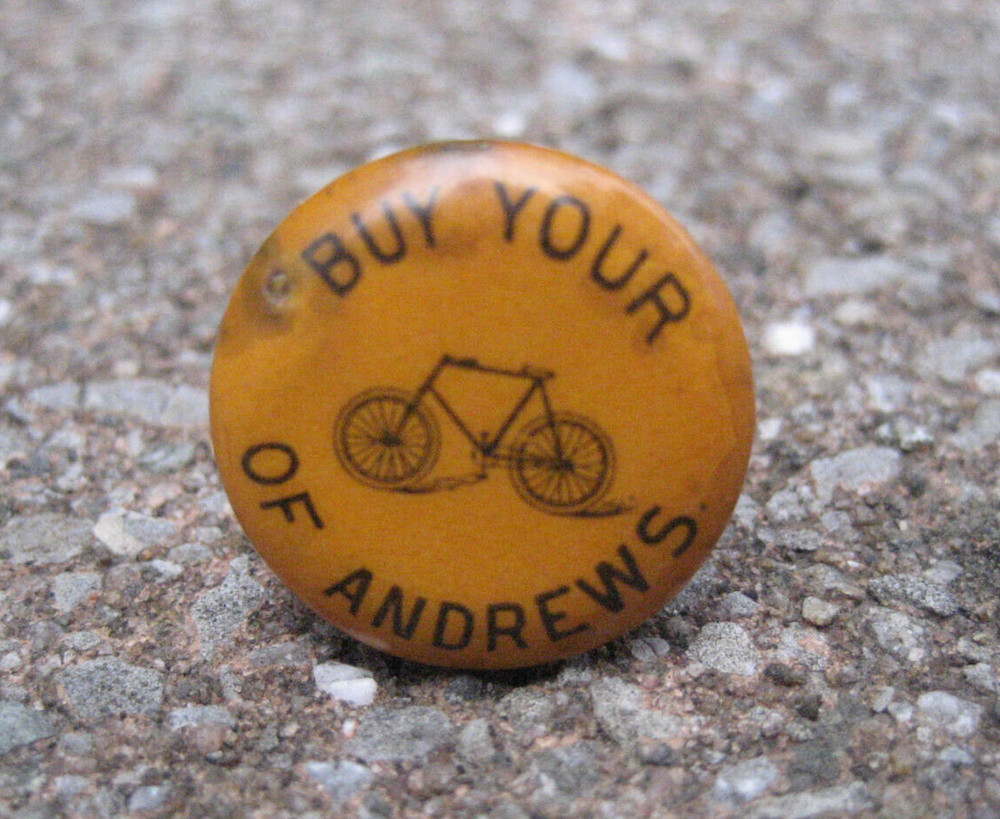 Vintage Andrews Bicycle Celluloid Button