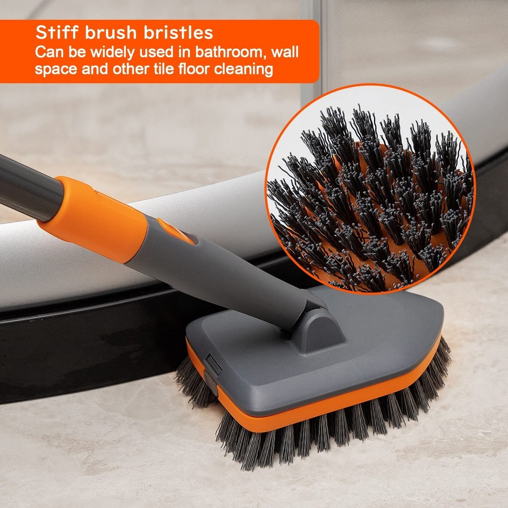Tub Tile Shower Brush for Cleaning with Different Function Cleaning Pads and ...