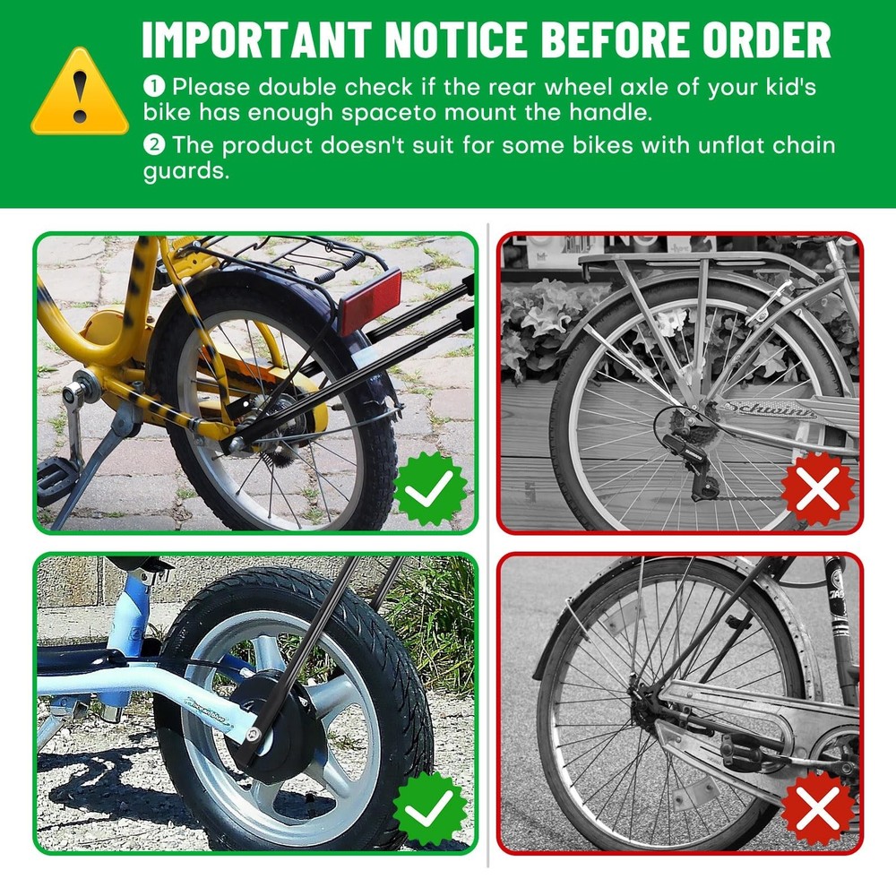 Upgrade Bike Training Handle - Extended 27"-33" Multi-Position Adjustable Chi...