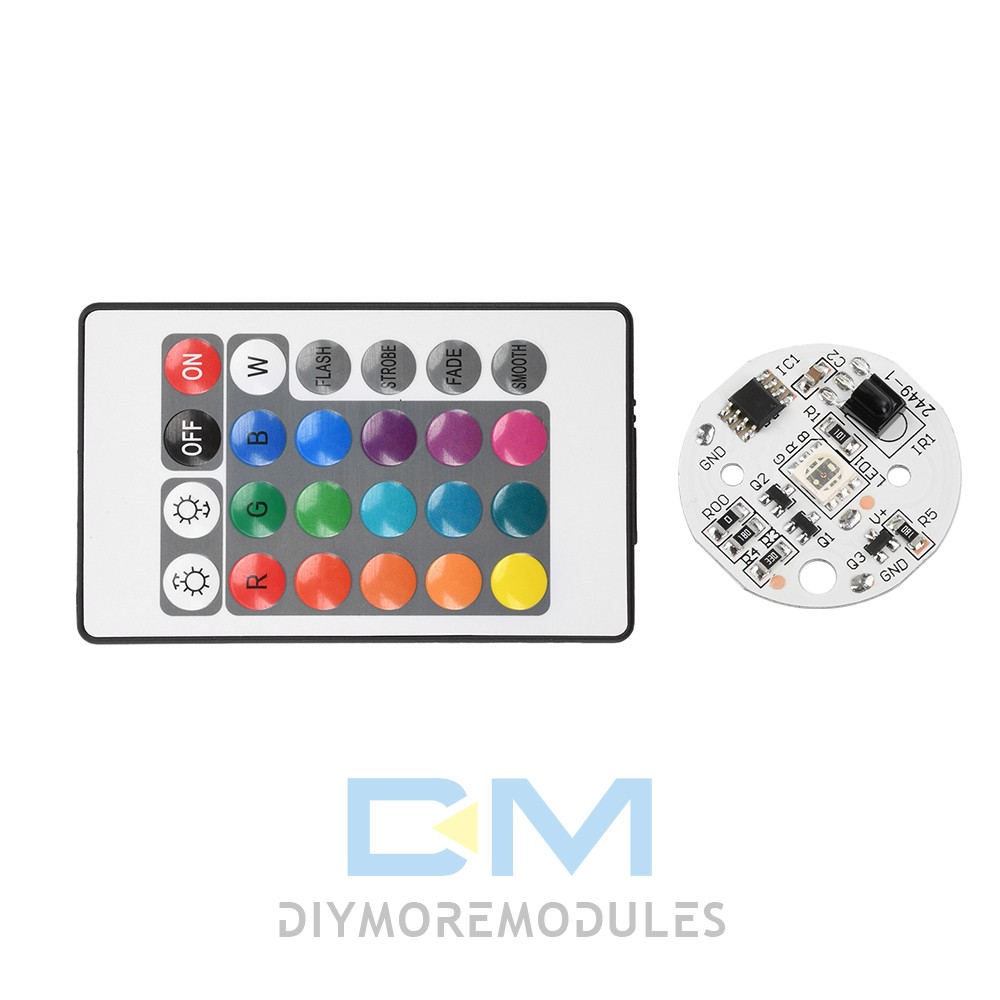 DC 5V RGB Light Board 24 Key IR Wireless Remote Control Switch LED Control