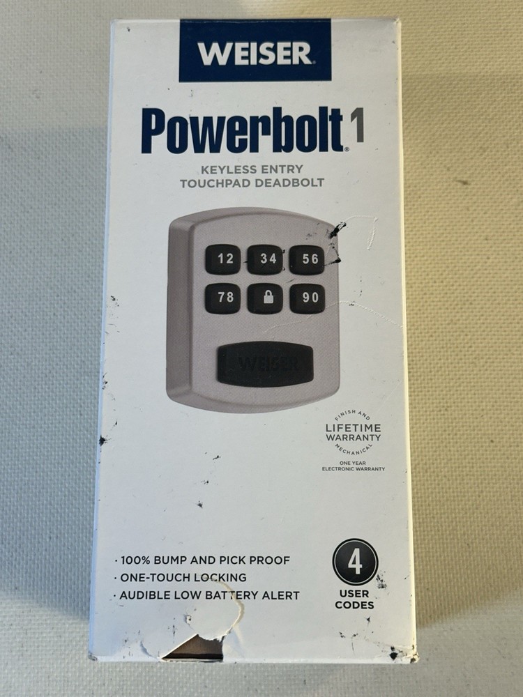 Weiser Powerbolt 1 (2017) Silver Keyless Touchpad Deadbolt 4 user codes
