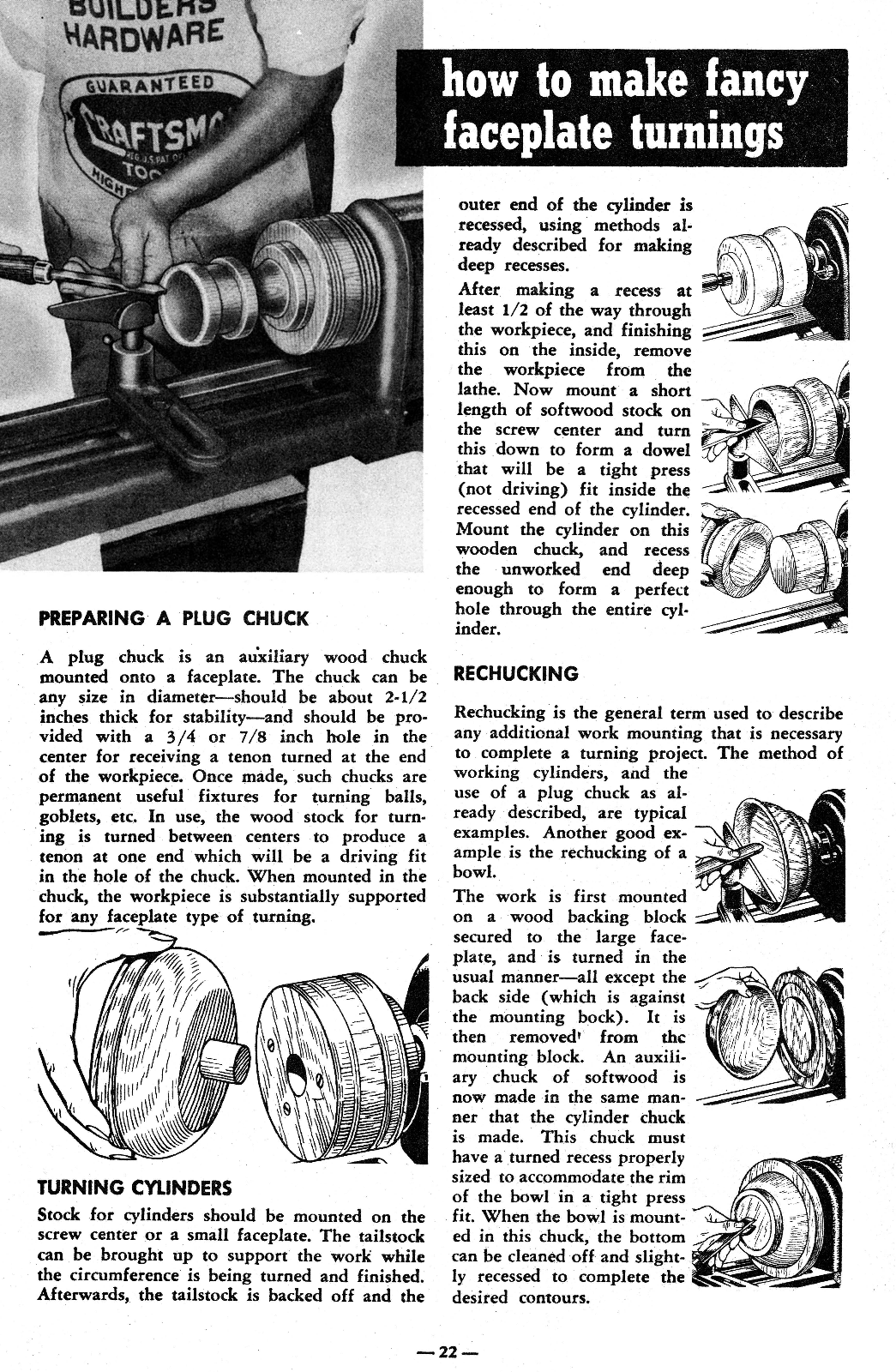 CRAFTSMAN Wood Lathe 1954 Handbook Owner Operator's Manual 0863