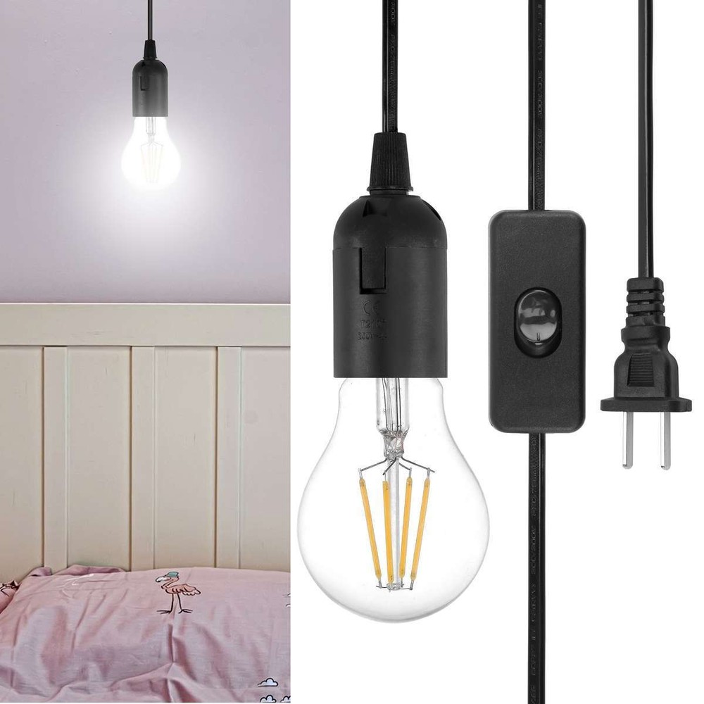 Light Cord Cable Switch E26/E27 Bulb Socket Extension Hanging Pendant Lamp 1.8M