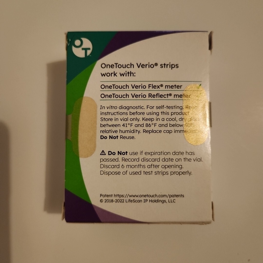 OneTouch Verio Blood Glucose Test Strips 60ct Strips Exp 2025+