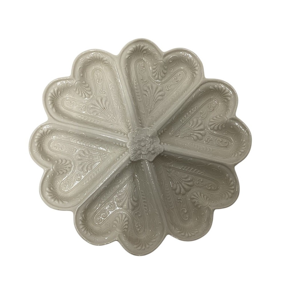 Ceramic Deviled Egg Platter 12 Slot Cream