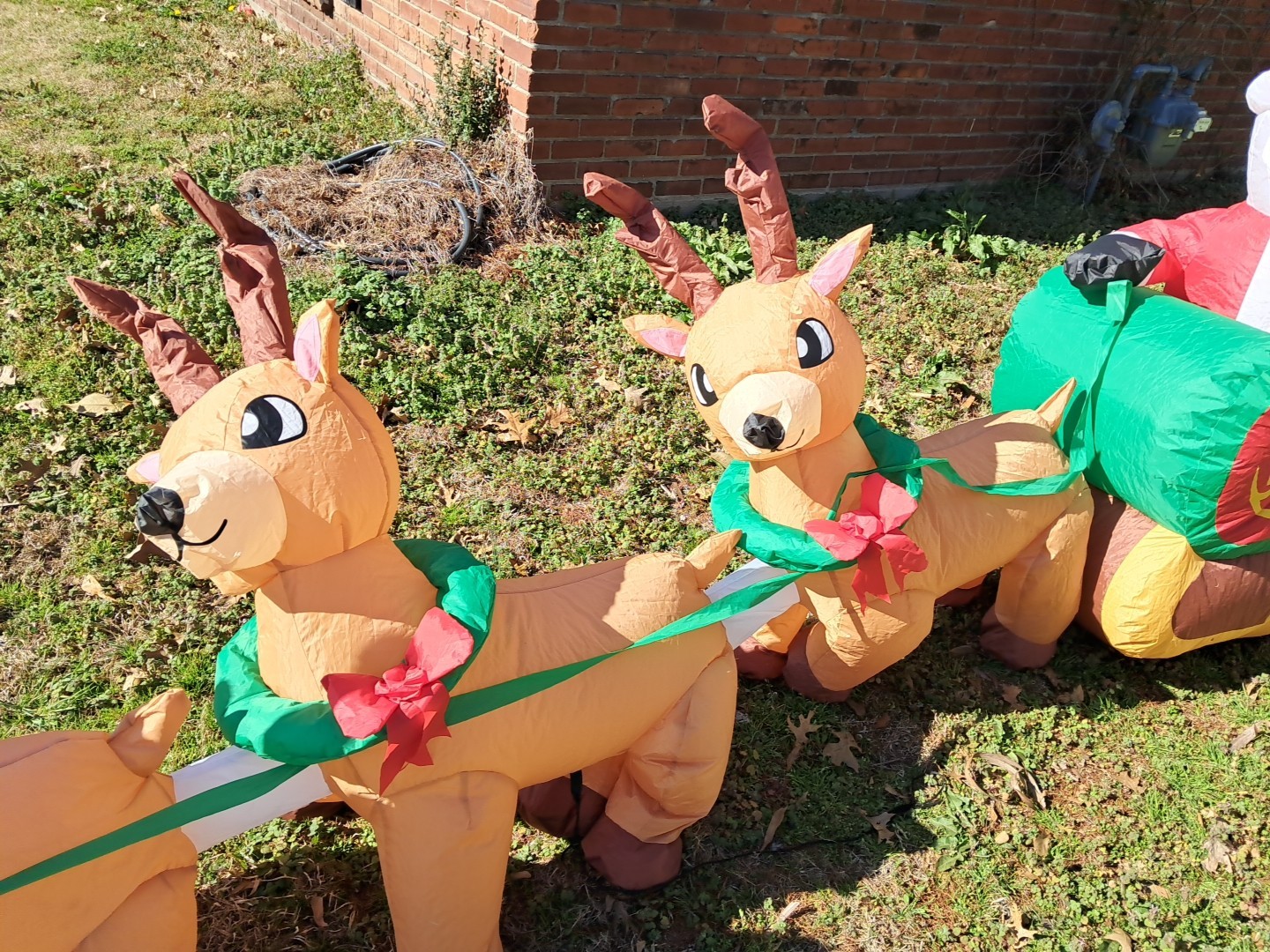 11 Ft Long Christmas LED Inflatable Santa Sleigh Reindeer Yard Lawn Decoration