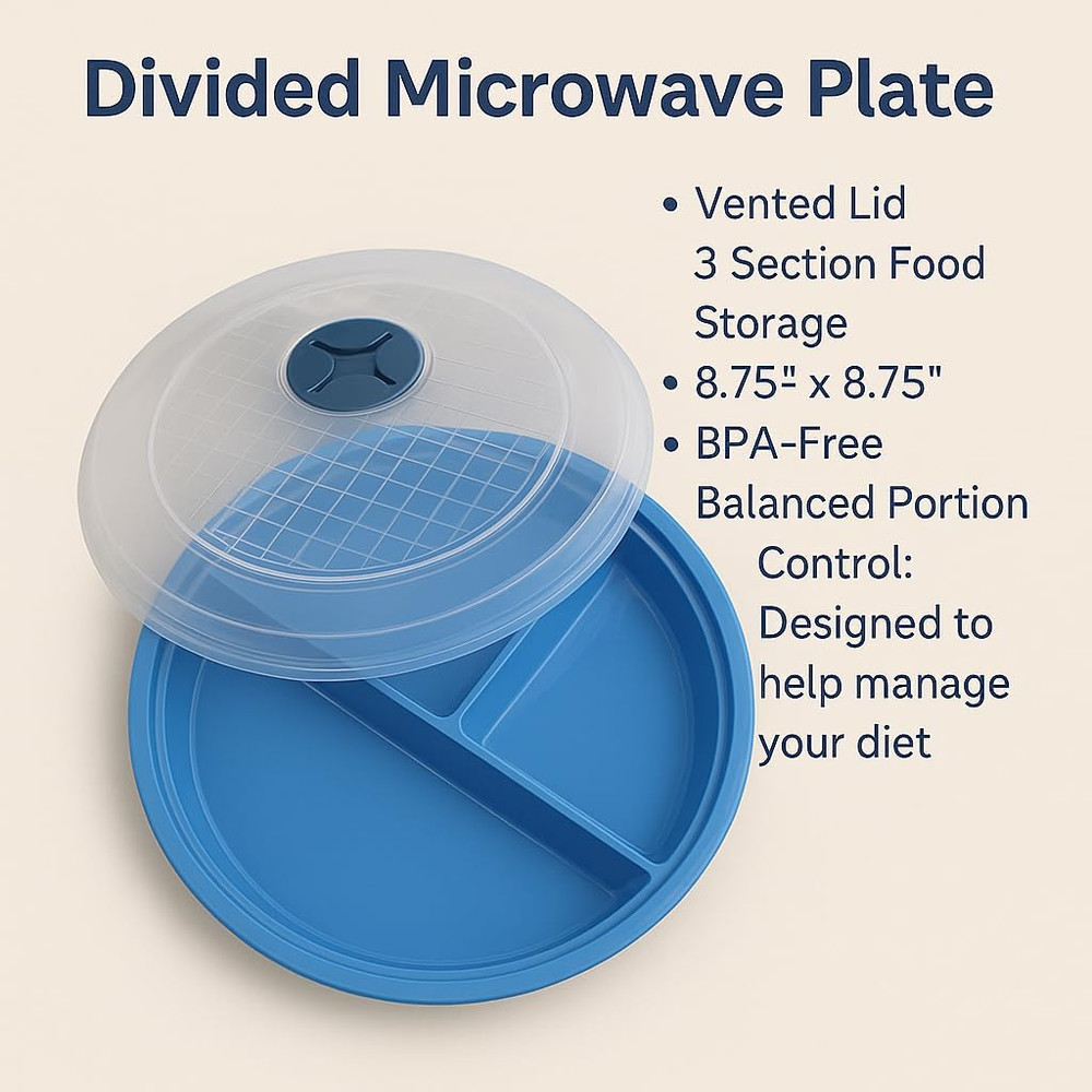 4-Pack Divided Microwave Plates with Vented Lids – Bpa-Free, Stackable Meal Prep