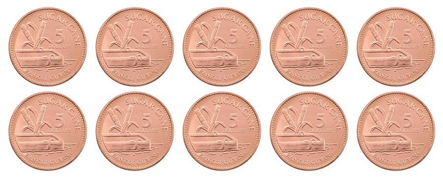 Guyana 5 Dollars, 2015, KM #51, Mint X 10 PCS
