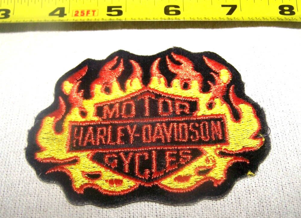 Harley Davidson Flame Bar & Shield Black Red Yellow Vest Patch