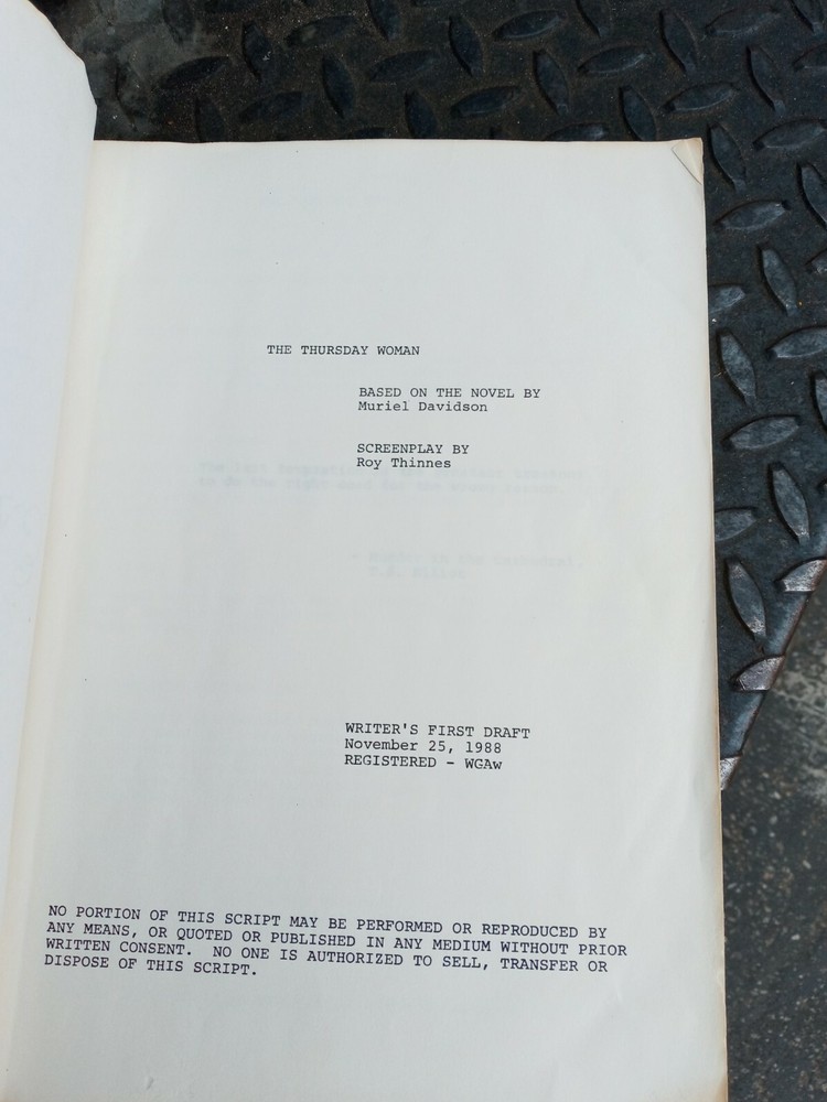 Roy Thinnes Original Script Screenplay The Thrusday Woman