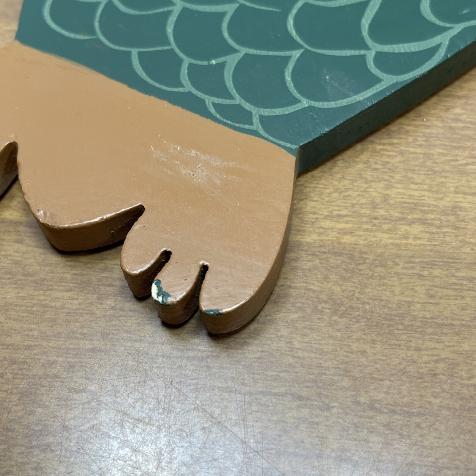 Hand Painted Hanging Shelf Vintage Green Rooster Chicken 1999 Country Folk Art