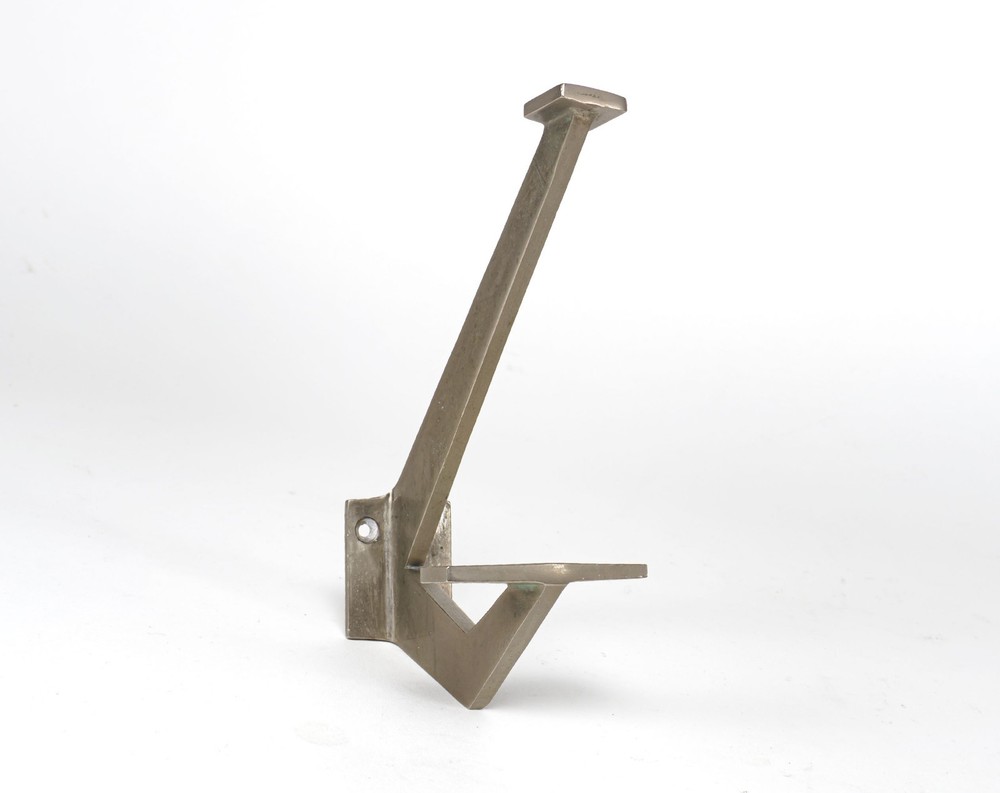 Original 1940s French Angular Art Deco Plated Bronze Wall Coat Hook