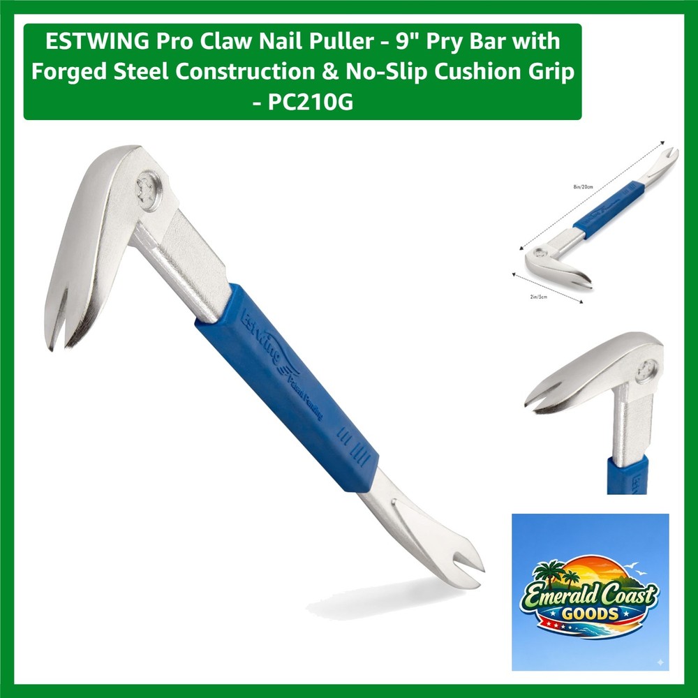 Professional 9" Pry Bar - Precision Thin Claw Nail Puller for Minimal Damage