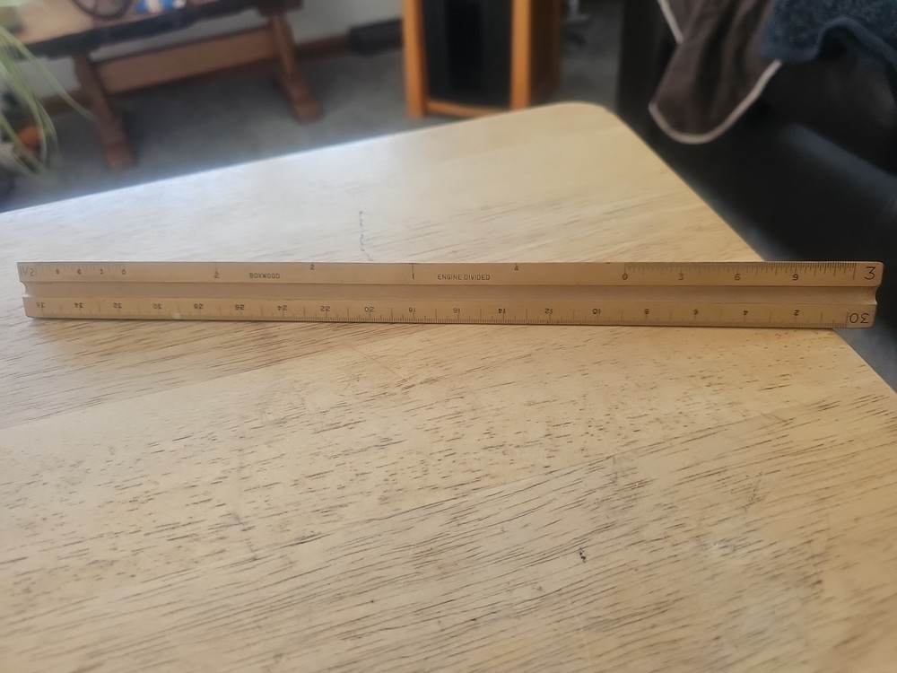 Vtg  Post U.S. ST'D Architectural Scale Ruler Genuine Boxwood Engine Divided