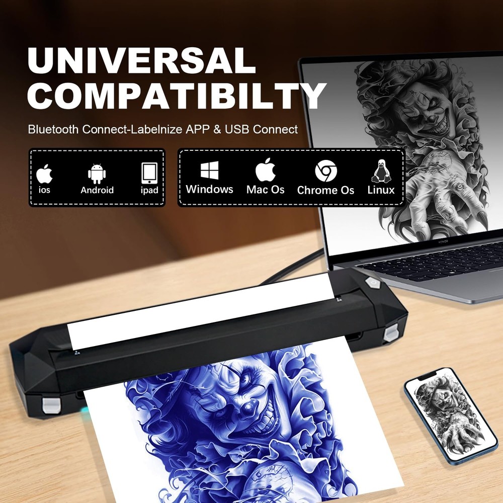 KVM Wireless Tattoo Heat Transfer Template Printer with LED Light Clear