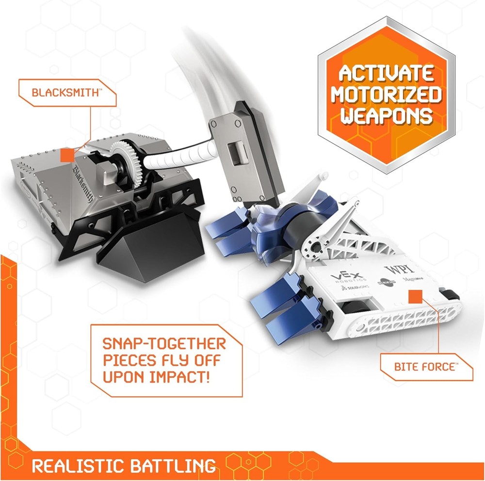 HEX BOTS BattleBots Arena Bite Force & Blacksmith, Remote Control Robot Toys