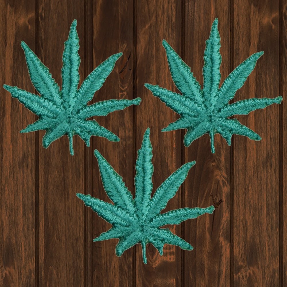 Mini Weed Leaf Embroidered Patch — 3-Pack — Iron On