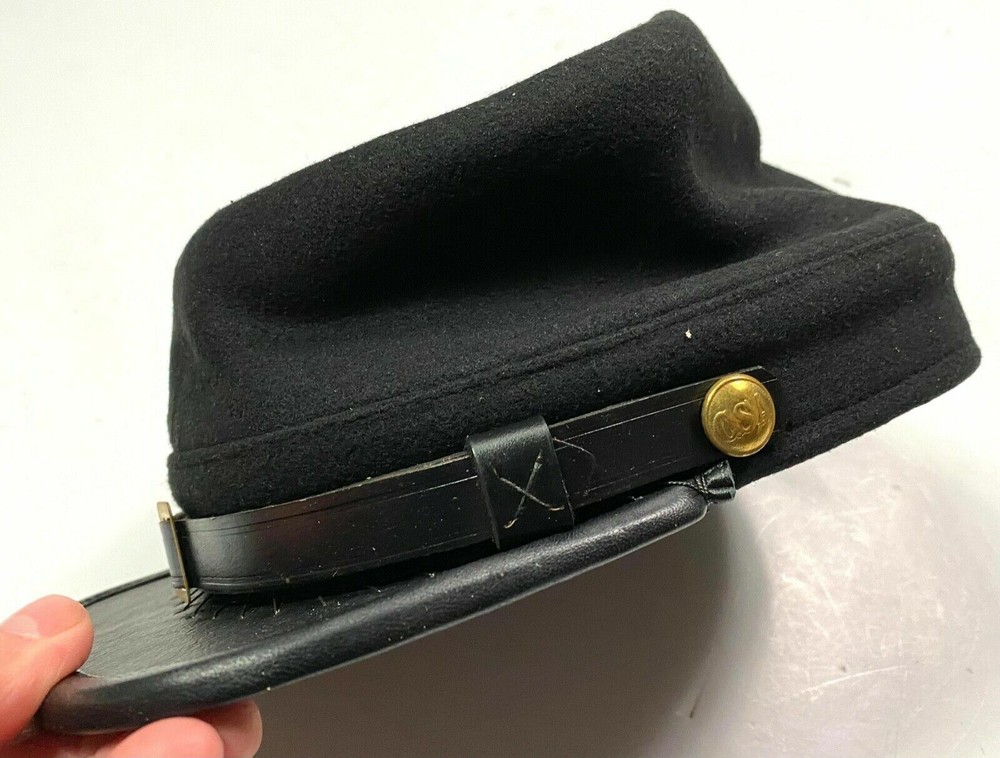 CIVIL WAR CSA CONFEDERATE BLACK WOOL KEPI FORAGE CAP HAT-ALL SIZES!!!
