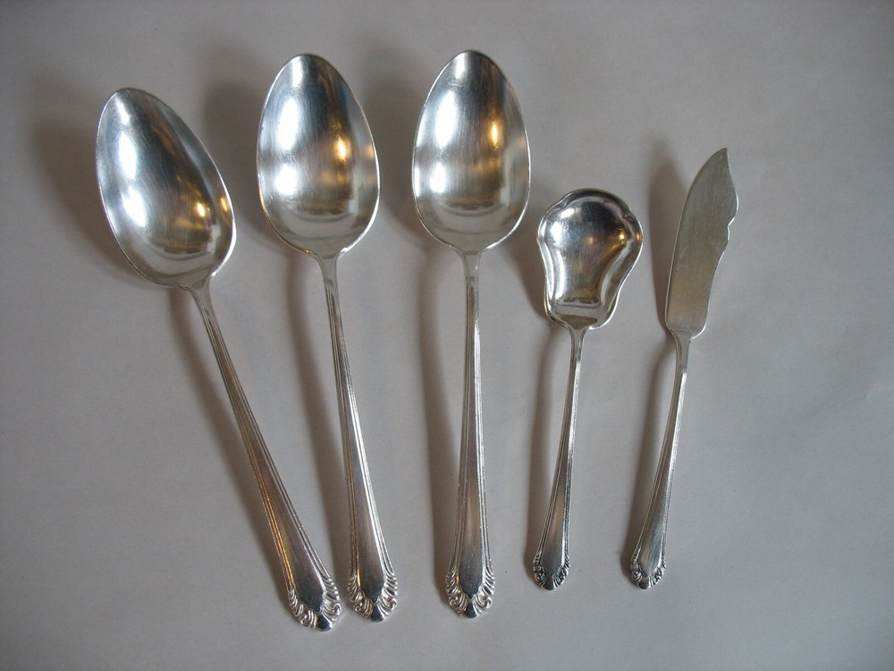 S/5 SERVERS Tablespoons butter sugar spoon Gorham Silverplate flatware CAVALIER
