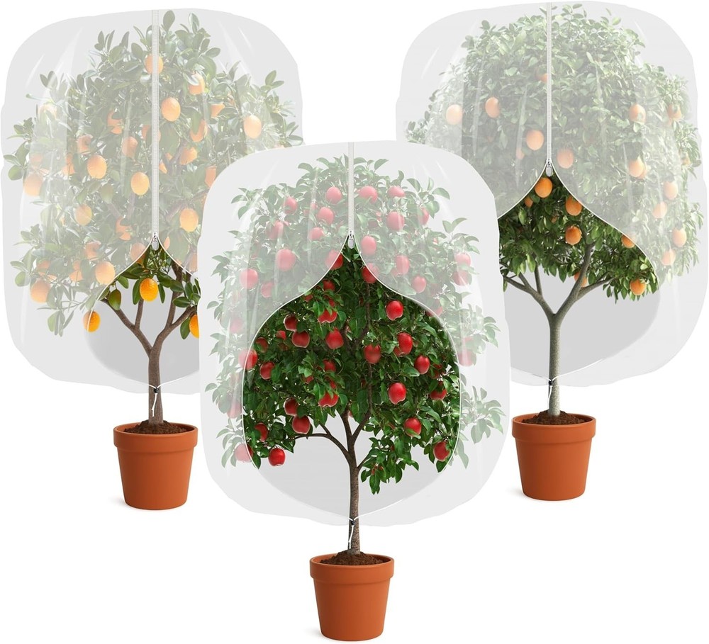 Breathable 3pk Fruit Tree Netting with Adjustable Drawstring - Protects Berries
