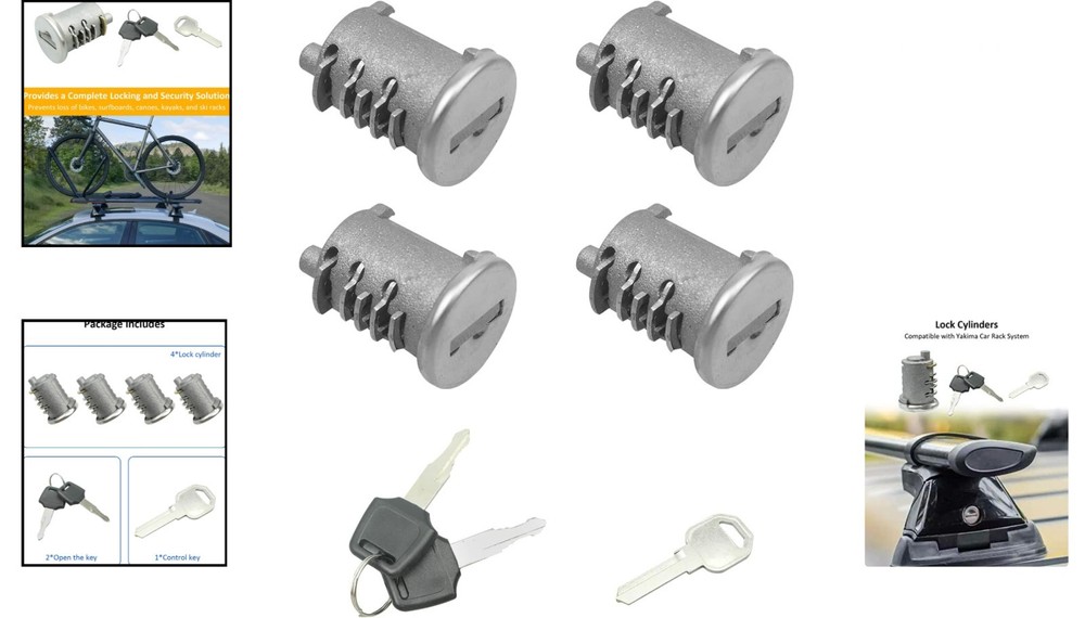 Universal Yakima Lock Cores Set – Easy Install Replacement with 2 Keys Included
