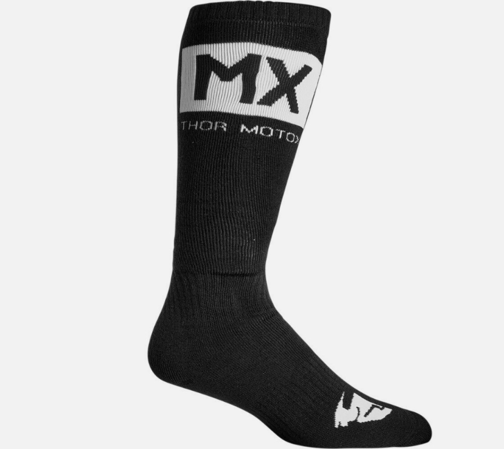 THOR Mx Solid Socks Small Medium 6-9 Black/White 3431-0675