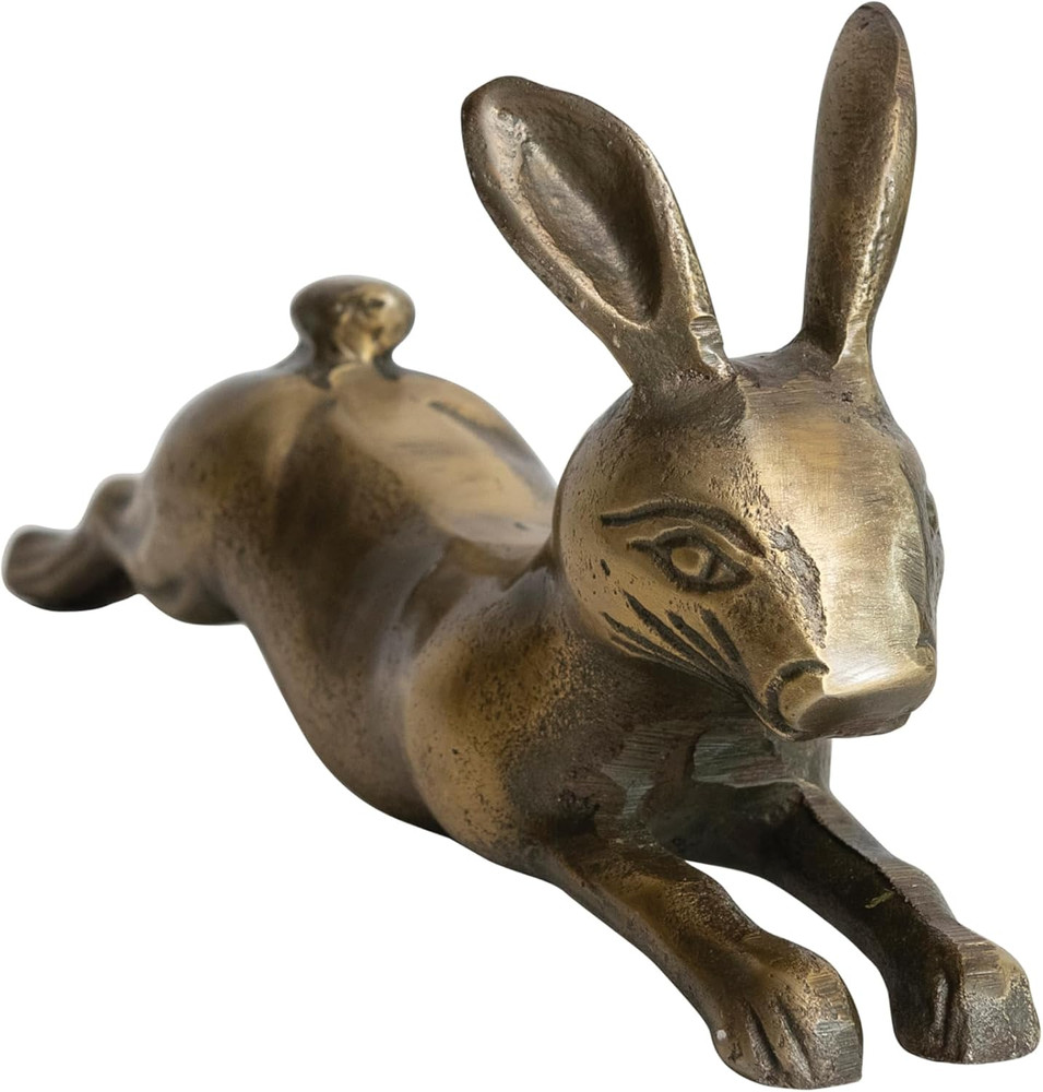 Decorative Embossed Aluminum Rabbit, Antique Brass