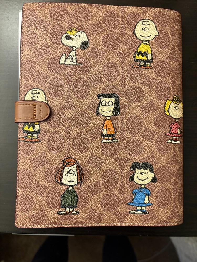 COACH X PEANUTS Collaboration Canvas Leather Notebook Cover wINSERT Snoopy Brown