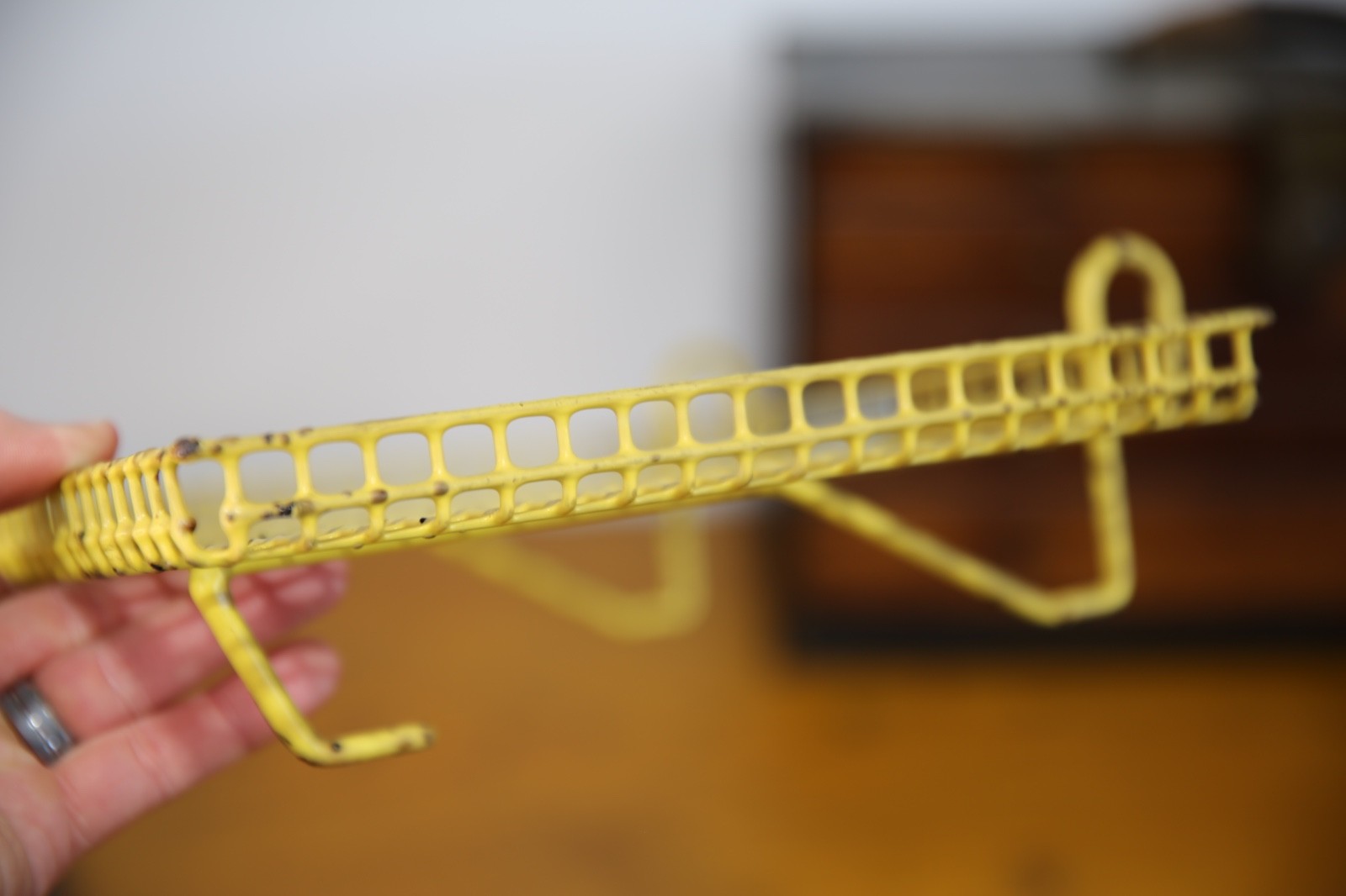 Vintage Medical Surgical Tool Metal Rack industrial tray antique yellow