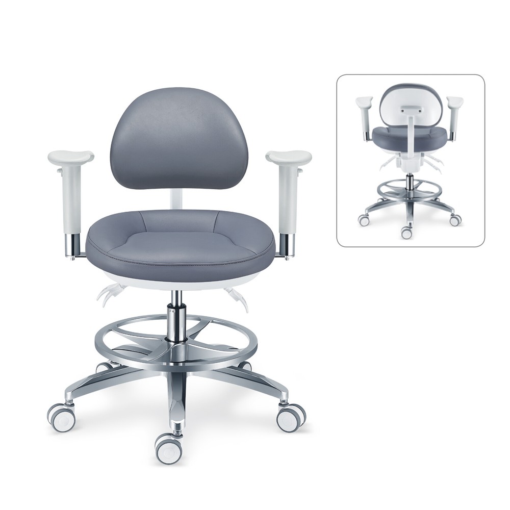 Adjustable Microfiber Leather Cushion Microscope Doctor's Chair with Armrests US