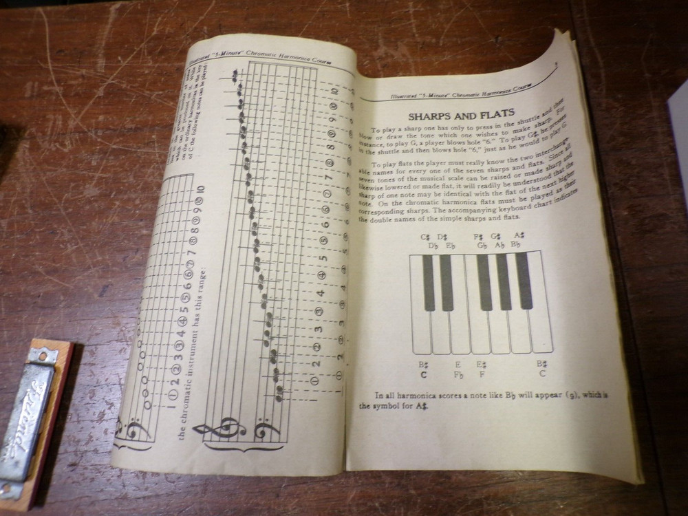 1933 5-Minute Chromatic Harmonica Course Self Teaching Booklet USED