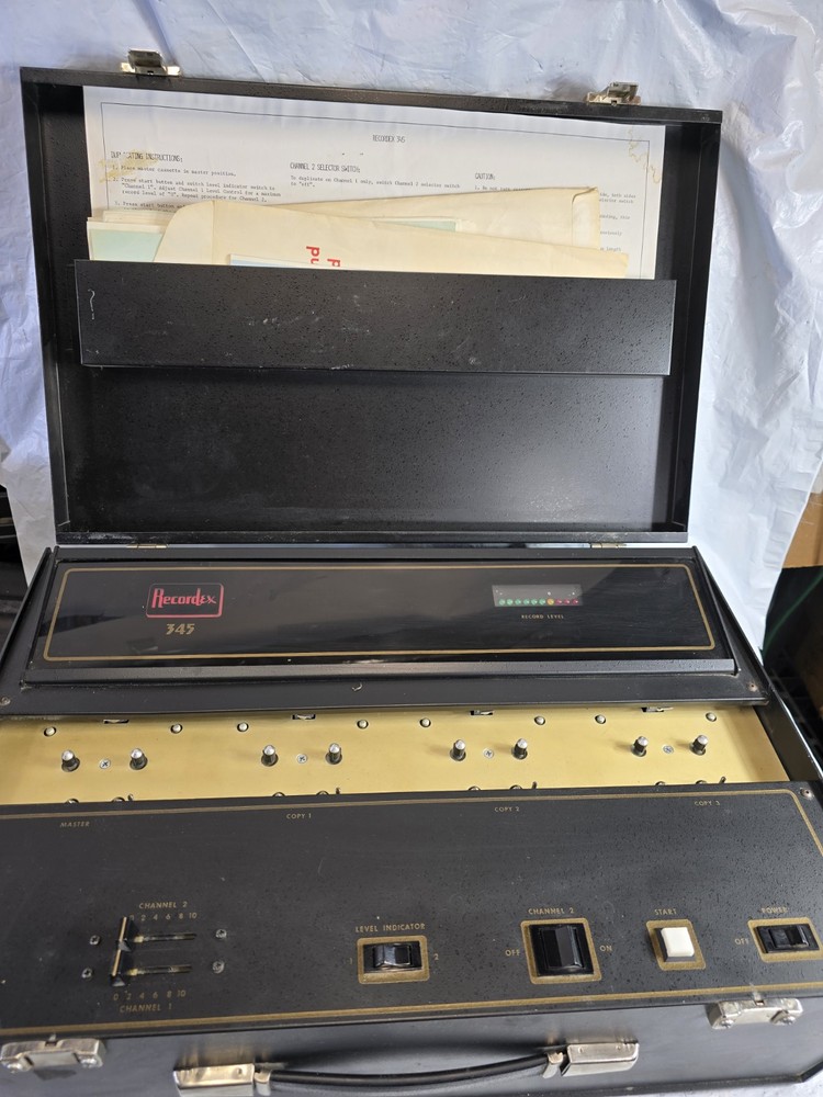 Recordex 345 Multi Cassette Triple Tape Duplicator Metal Storage Case w/ Manuals