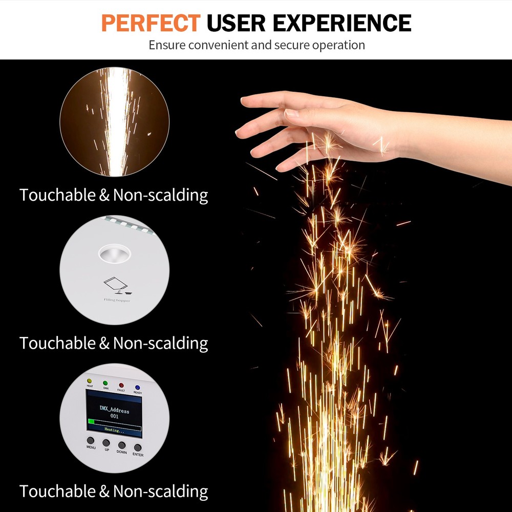 1200W Cold Spark Machine Stage Effect DMX Firework with Wireless Remote Control