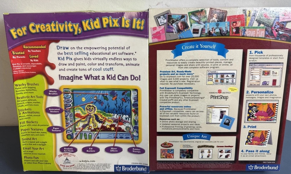 PrintMaster Gold Version 11- 2001 PC Computer CD Broderbund Software Bonus CD