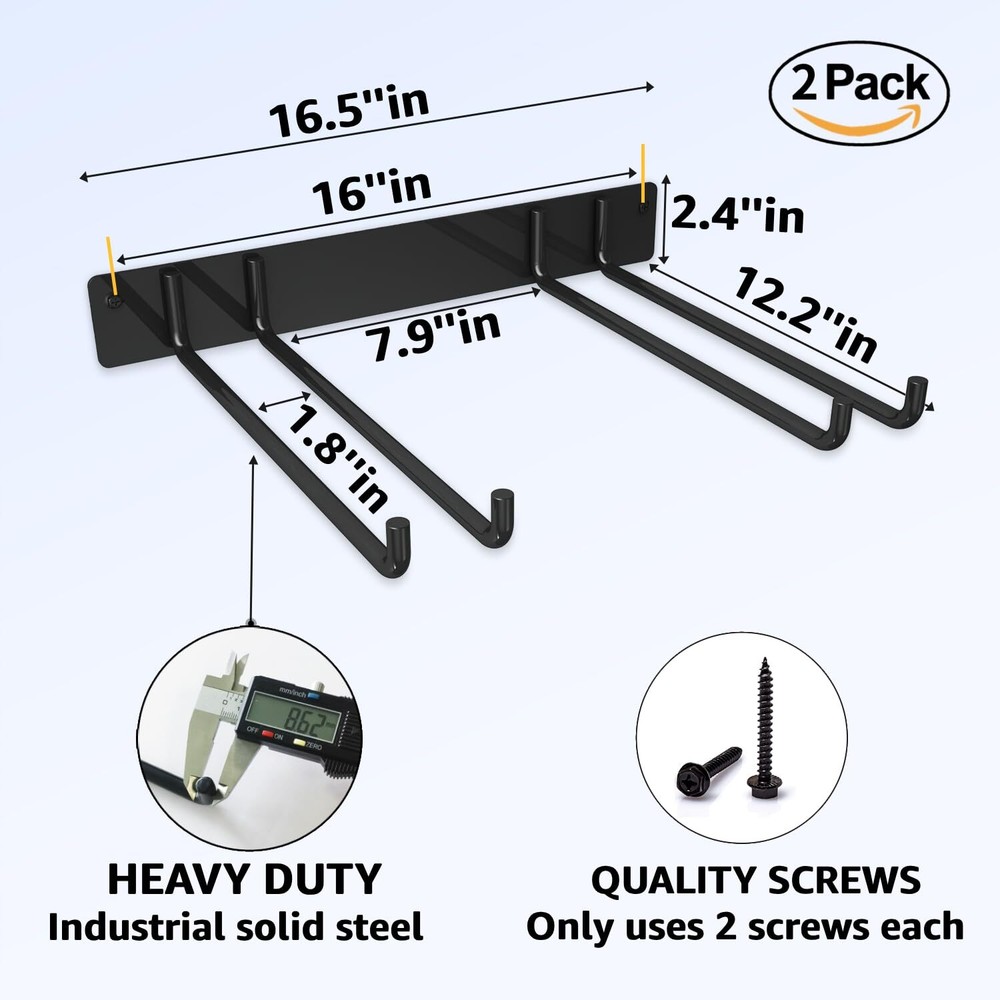 Folding Chair Storage Rack Wall Mount - 2 Pack 240 LBS Capacity