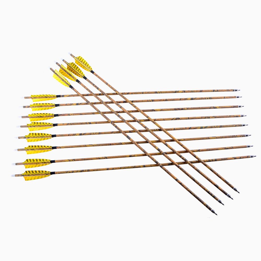 30" Carbon Arrows Camo SP500 Turkey Feather Removable Tips Compound Bow Target