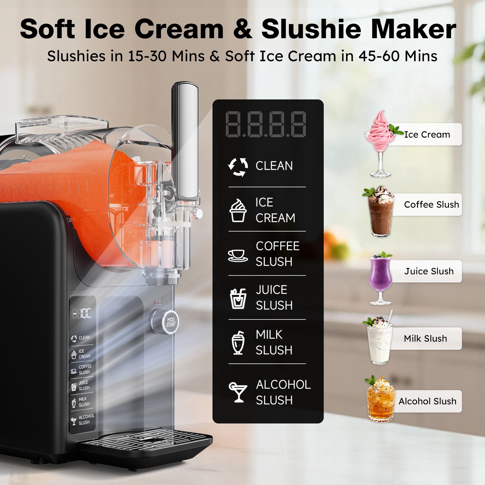 85oz Slushie Machine Margarita Smoothie Frozen Drink Slushy and Ice Cream Maker