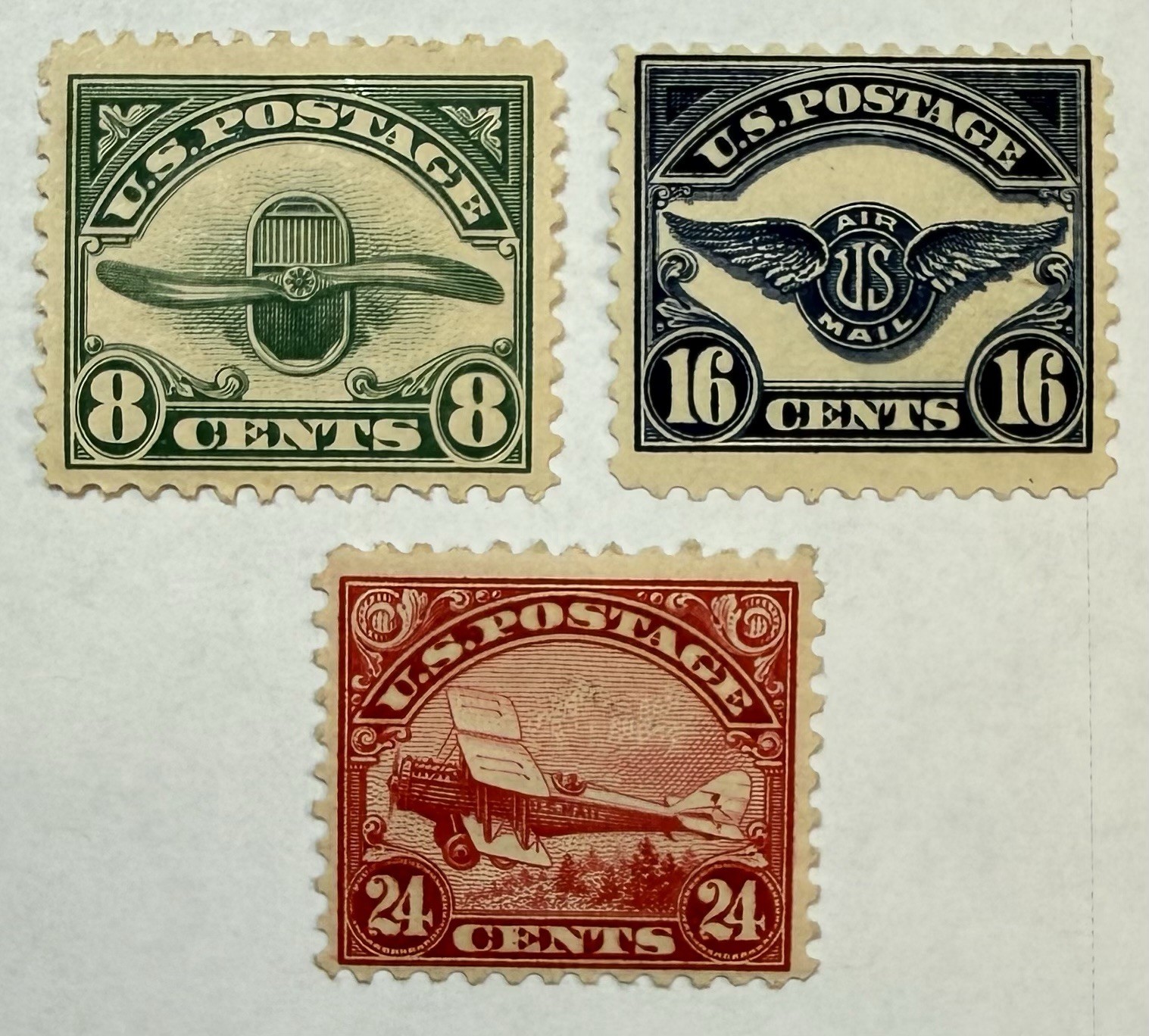 US #C4-6 1923 Second Issue Airmails 8c, 16c, 24c MH/fine (C5-crease);$142.50 SCV