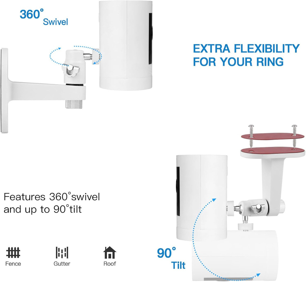 2Pack Adjustable Security Wall Mount Bracket for Ring Stick up Cam & Ring Outdoo