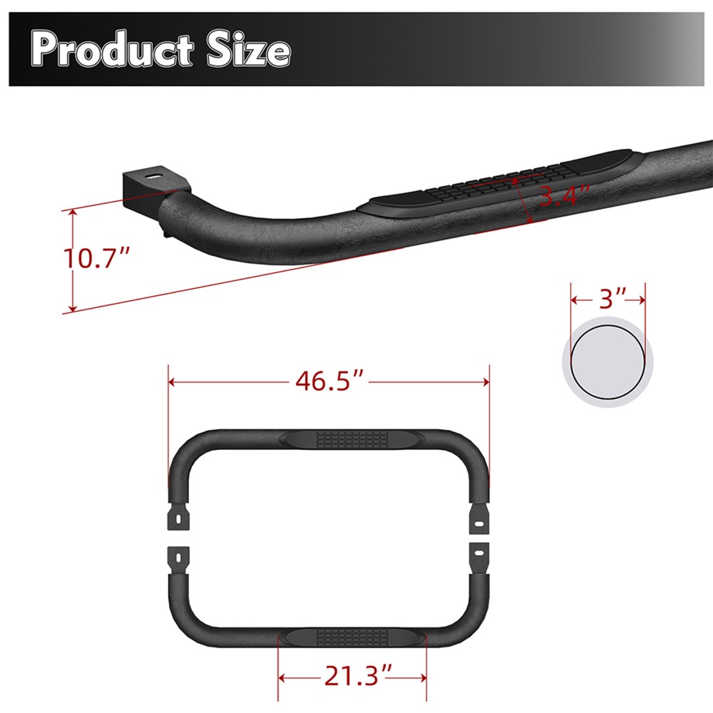 Steel Nerf Bars Compatible with 1999-2018 Chevy Silverado/GMC Sierra Regular Cab
