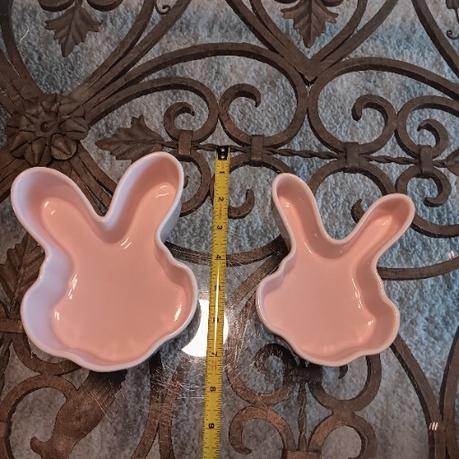 Ciroa Easter Parade Porcelain Pink Bunny Two Nesting Bowls Spring