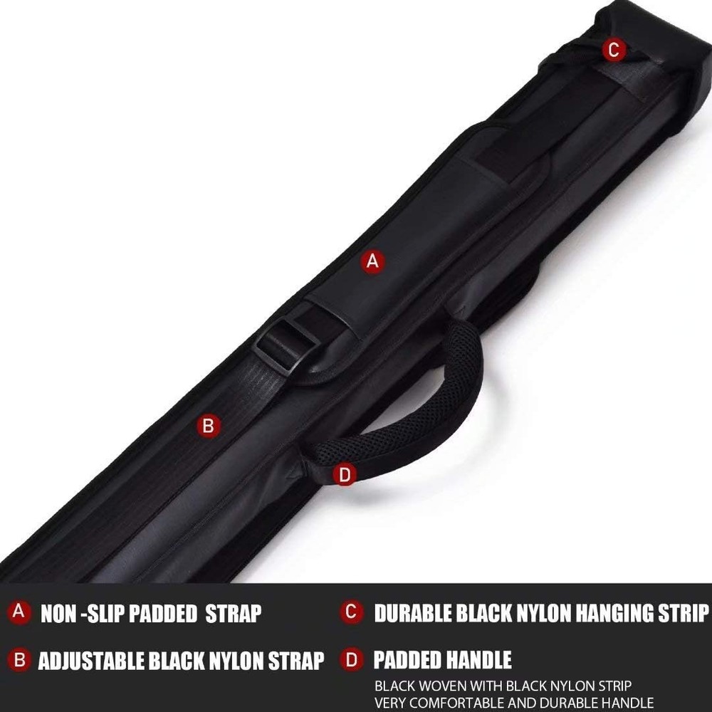 Elegant 2x2 Pool Cue Carrying Case - Adjustable Strap & Spacious Pockets
