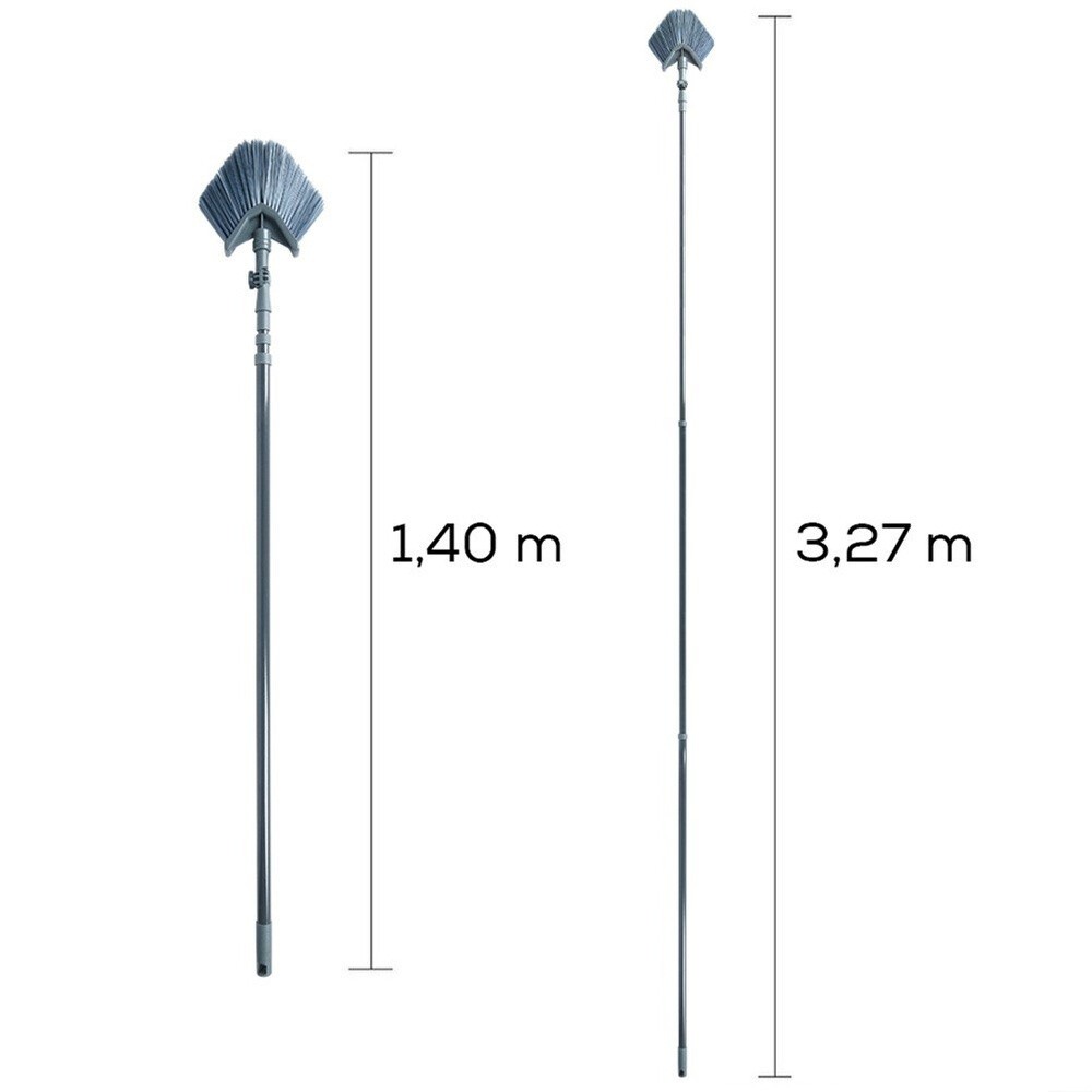 Telescopic dust brush, telescopic broom, cobweb cleaning, triangular, 140-327 cm