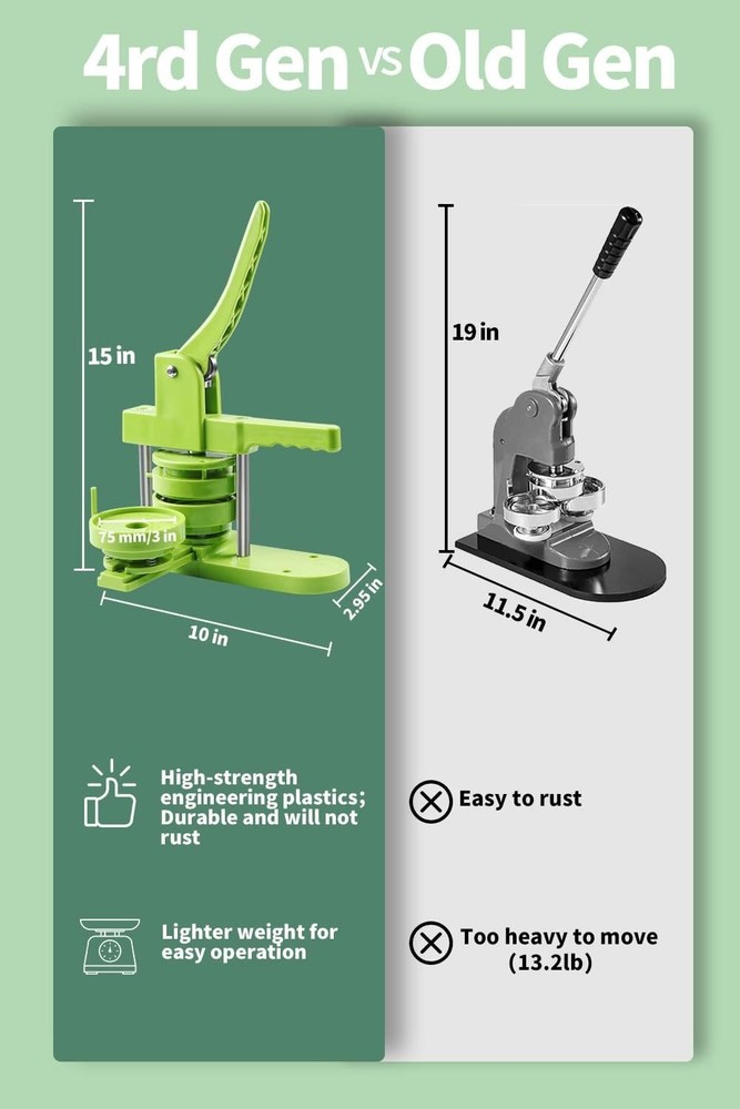 Detachable 75mm Button Maker Machine: Easy DIY Press with Extras Included